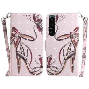 For Sony Xperia 1 IV 3D Colored Horizontal Flip Leather Phone Case(Butterfly High-heeled)