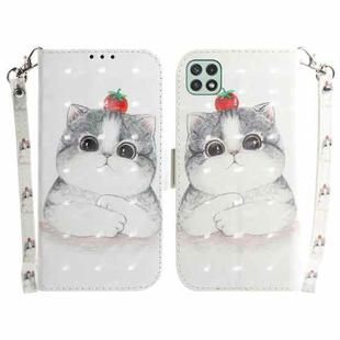 For Samsung Galaxy A22 5G 3D Colored Horizontal Flip Leather Phone Case(Cute Cat)