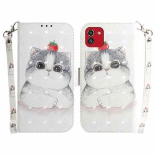 For Samsung Galaxy A03 166mm 3D Colored Horizontal Flip Leather Phone Case(Cute Cat)