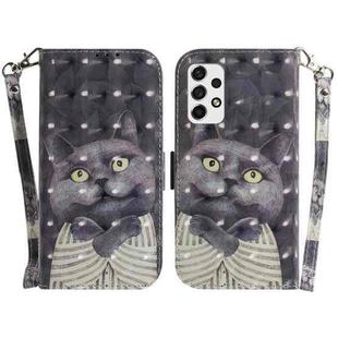 For Samsung Galaxy A73 5G 3D Colored Horizontal Flip Leather Phone Case(Hug Cat)