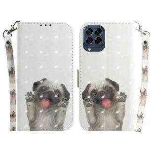 For Samsung Galaxy M53 5G 3D Colored Horizontal Flip Leather Phone Case(Pug)