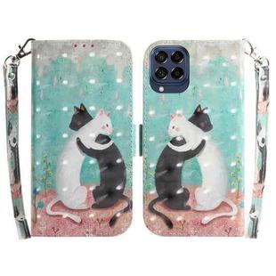 For Samsung Galaxy M53 5G 3D Colored Horizontal Flip Leather Phone Case(Black White Cat)