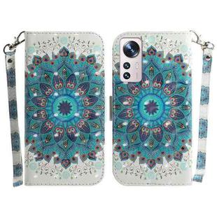 For Xiaomi 12 Pro 3D Colored Horizontal Flip Leather Phone Case(Peacock Wreath)