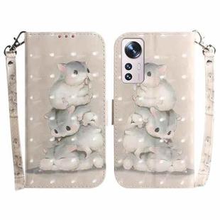 For Xiaomi 12 Pro 3D Colored Horizontal Flip Leather Phone Case(Squirrels)