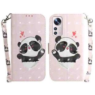 For Xiaomi 12 Pro 3D Colored Horizontal Flip Leather Phone Case(Heart Panda)