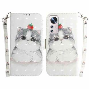 For Xiaomi 12 Pro 3D Colored Horizontal Flip Leather Phone Case(Cute Cat)