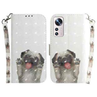 For Xiaomi 12 / 12X 3D Colored Horizontal Flip Leather Phone Case(Pug)