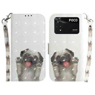 For Xiaomi Poco M4 Pro 3D Colored Horizontal Flip Leather Phone Case(Pug)