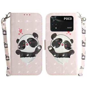 For Xiaomi Poco M4 Pro 3D Colored Horizontal Flip Leather Phone Case(Heart Panda)