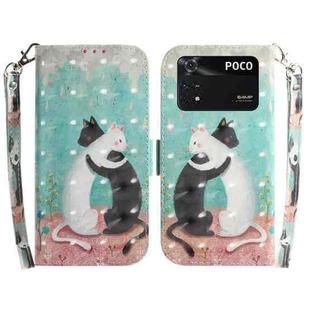 For Xiaomi Poco M4 Pro 3D Colored Horizontal Flip Leather Phone Case(Black White Cat)