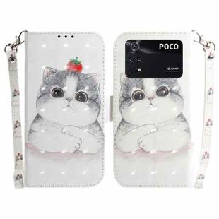 For Xiaomi Poco M4 Pro 3D Colored Horizontal Flip Leather Phone Case(Cute Cat)