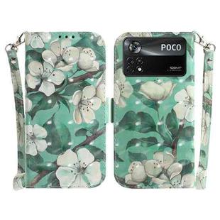 For Xiaomi Poco X4 Pro 5G 3D Colored Horizontal Flip Leather Phone Case(Watercolor Flower)