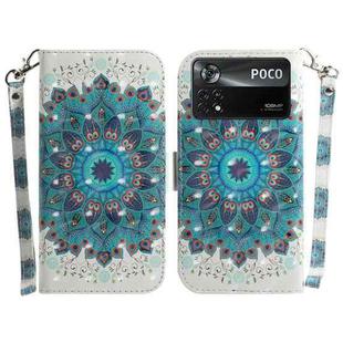 For Xiaomi Poco X4 Pro 5G 3D Colored Horizontal Flip Leather Phone Case(Peacock Wreath)