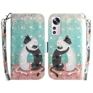 For Xiaomi 12 Lite 3D Colored Horizontal Flip Leather Phone Case(Black White Cat)