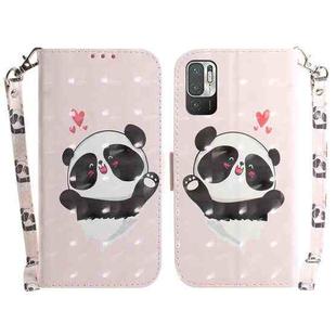 For Xiaomi Redmi Note 10 5G / Poco M3 Pro 3D Colored Horizontal Flip Leather Phone Case(Heart Panda)