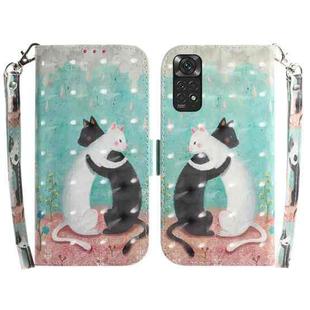 For Xiaomi Redmi Note 11 Foreign 3D Colored Horizontal Flip Leather Phone Case(Black White Cat)