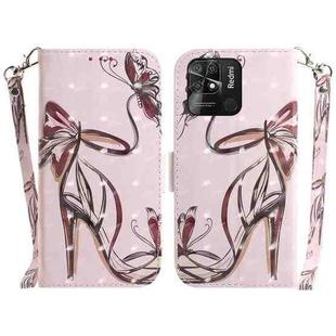 For Xiaomi Redmi 10C 3D Colored Horizontal Flip Leather Phone Case(Butterfly High-heeled)
