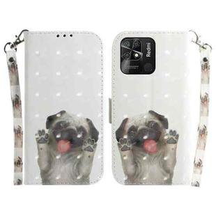 For Xiaomi Redmi 10C 3D Colored Horizontal Flip Leather Phone Case(Pug)