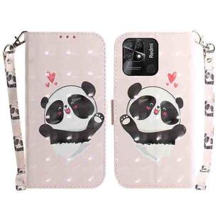 For Xiaomi Redmi 10C 3D Colored Horizontal Flip Leather Phone Case(Heart Panda)