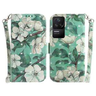 For Xiaomi Redmi K40S 3D Colored Horizontal Flip Leather Phone Case(Watercolor Flower)