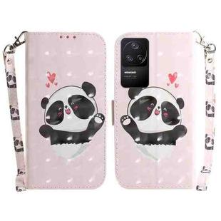 For Xiaomi Redmi K40S 3D Colored Horizontal Flip Leather Phone Case(Heart Panda)