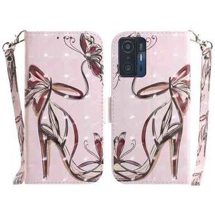 For Xiaomi 11T / 11T Pro 3D Colored Horizontal Flip Leather Phone Case(Butterfly High-heeled)