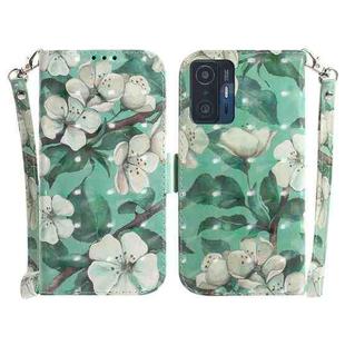 For Xiaomi 11T / 11T Pro 3D Colored Horizontal Flip Leather Phone Case(Watercolor Flower)