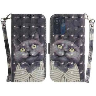 For Xiaomi 11T / 11T Pro 3D Colored Horizontal Flip Leather Phone Case(Hug Cat)