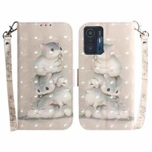 For Xiaomi 11T / 11T Pro 3D Colored Horizontal Flip Leather Phone Case(Squirrels)