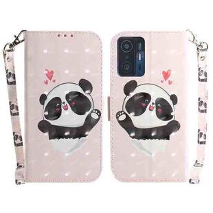 For Xiaomi 11T / 11T Pro 3D Colored Horizontal Flip Leather Phone Case(Heart Panda)