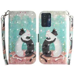 For Xiaomi 11T / 11T Pro 3D Colored Horizontal Flip Leather Phone Case(Black White Cat)