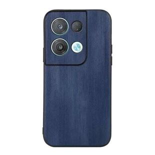 For OPPO Reno8 Yellow Cow Texture PU Phone Case(Blue)