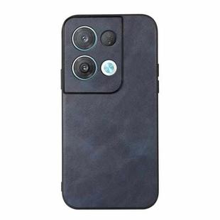 For OPPO Reno8 Cowhide Texture PU Phone Case(Blue)