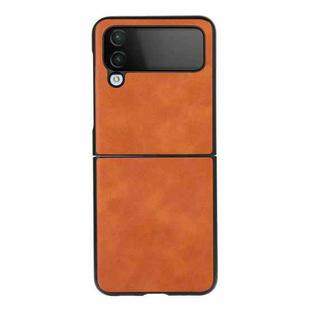 For Samsung Galaxy Z Flip4 Cowhide Texture PU Phone Case(Brown)