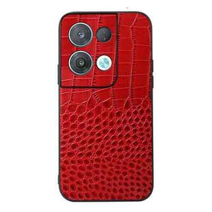 For OPPO Reno8 Pro+ 5G China / 8 Pro 5G Foreign Crocodile Top Layer Cowhide Leather Phone Case(Red)