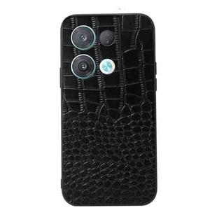 For OPPO Reno8 Crocodile Top Layer Cowhide Leather Phone Case(Black)