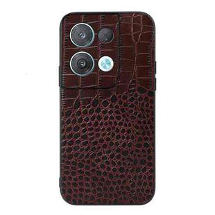 For OPPO Reno8 Crocodile Top Layer Cowhide Leather Phone Case(Coffee)