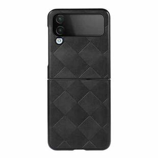For Samsung Galaxy Z Flip4 Weave Plaid PU Phone Case(Black)