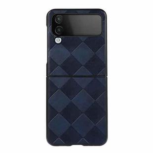 For Samsung Galaxy Z Flip4 Weave Plaid PU Phone Case(Blue)