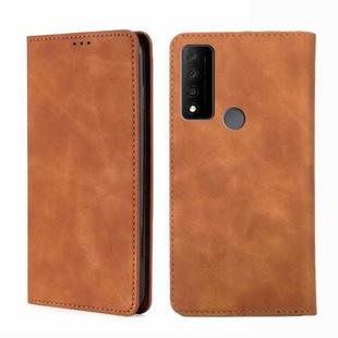 For TCL 30 V 5G-T781S Skin Feel Magnetic Horizontal Flip Leather Phone Case(Light Brown)