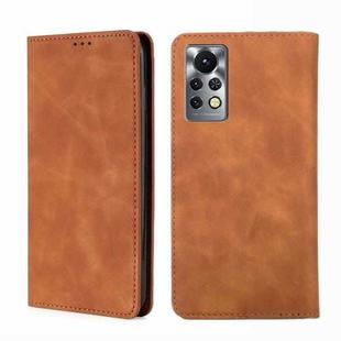 For Infinix Hot 11S-X6812 Skin Feel Magnetic Horizontal Flip Leather Phone Case(Light Brown)