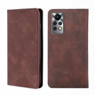 For Infinix Hot 11S-X6812 Skin Feel Magnetic Horizontal Flip Leather Phone Case(Dark Brown)