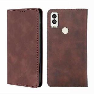 For Kyocera Android One S9-KC S304 / Digno Sanga Edition Skin Feel Magnetic Horizontal Flip Leather Phone Case(Dark Brown)