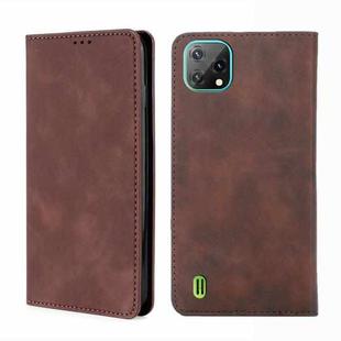 For Blackview A55 Skin Feel Magnetic Horizontal Flip Leather Phone Case(Dark Brown)