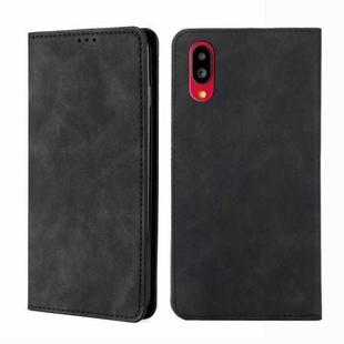 For Sharp Simple Sumaho 6 A201SH Skin Feel Magnetic Horizontal Flip Leather Phone Case(Black)