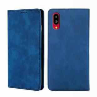 For Sharp Simple Sumaho 6 A201SH Skin Feel Magnetic Horizontal Flip Leather Phone Case(Blue)