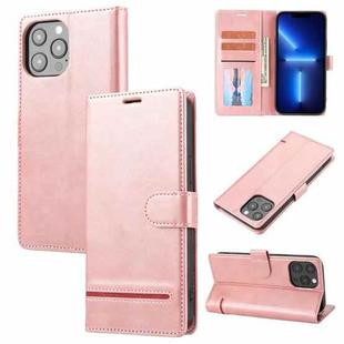 For iPhone 13 Pro Max Classic Wallet Flip Leather Phone Case (Pink)