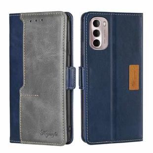 For Motorola Moto G Stylus 5G 2022 Contrast Color Side Buckle Leather Phone Case(Blue + Grey)