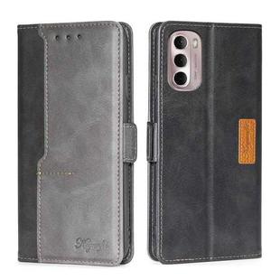 For Motorola Moto G Stylus 5G 2022 Contrast Color Side Buckle Leather Phone Case(Black + Grey)