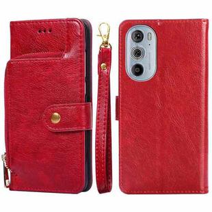 For Motorola Edge 30 Pro Zipper Bag Leather Phone Case(Red)